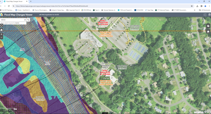 Screenshot of the typical view (example at Town Hall) - FEMA Flood Maps